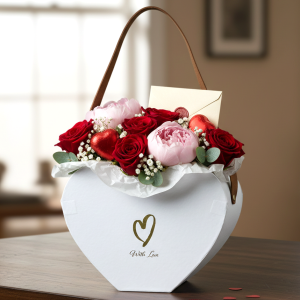 Torebka Pudełko Papierowe Serce 19.5x14.5x8