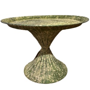 Patera płaska, metalowa zielona na nóżce d35*25cm