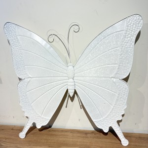 Motyl metalowy biały, rozłożone skrzydła 69*7,5*63cm