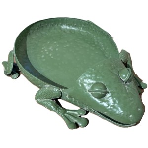 Żaba-podstawek metalowy zielony, leżąca 46*37*9,5cm