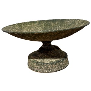 Patera metalowa na nóżce, zielona d31*15,5 b16,5cm