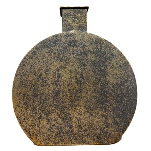 Wazon metalowy okrągły z kwadratowym otworem, złoty przecierany 25*7,5*28cm