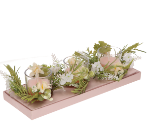 ŚWIECZKI DEKORACYJNE 3SZT Z WIANUSZKAMI 29,5X10,5X6,5CM ZESTAW DEKORACJA