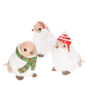 PTASZEK ZIMOWY FIGURKA DEKORACYJNA CERAMICZNA 8*8CM DEKORACJA ZIMOWA