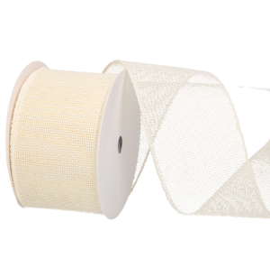 WSTĄŻKA DEKORACYJNA KREMOWA 6.4CM*10M FLORYSTYKA DIY HIT