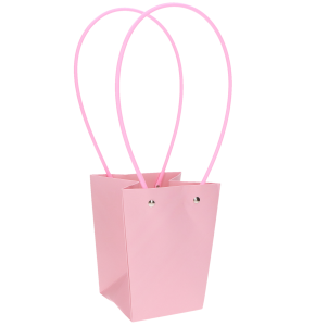 TOREBKA PAPIEROWA NA KWIATY 13,5X15,5X10 CM RÓŻOWA TOREBKA NA KWIATY