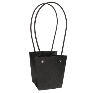 TOREBKA NA KWIATY FLOWERBOX 9,5X13X13CM CZARNA PIKOWANA TOREBKA NA KWIATY