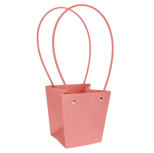 TOREBKA NA KWIATY FLOWERBOX 9,5X13X13CM RÓŻOWA PIKOWANA TOREBKA NA KWIATY