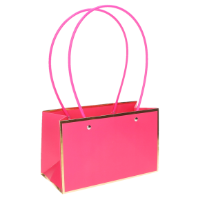 TOREBKA FLOWERBOX PAPIEROWA 22X13,5X10 CM FUKSJA ELEGANCKA TOREBKA