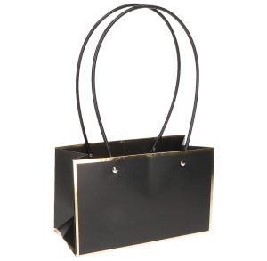 TOREBKA FLOWERBOX PAPIEROWA 22X13,5X10 CM CZARNA ELEGANCKA TOREBKA