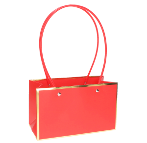 TOREBKA FLOWERBOX PAPIEROWA 22X13,5X10 CM CZERWONA ELEGANCKA TOREBKA