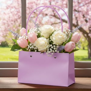 TOREBKA FLOWERBOX PAPIEROWA 21X13,5X10 CM FIOLETOWA TOREBKA NA KWIATY HIT