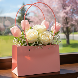 TOREBKA FLOWERBOX PAPIEROWA 21X13,5X10 CM RÓŻOWA TOREBKA NA KWIATY