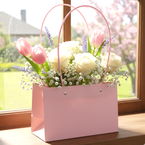 TOREBKA FLOWERBOX PAPIEROWA 21X13,5X10 CM JASNO RÓŻOWA TOREBKA NA KWIATY