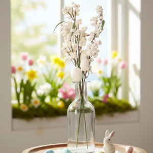 GAŁĄZKA DEKORACYJNA BIAŁA Z JAJKAMI WIELKANOC 36CM WIELKANOC STROIK