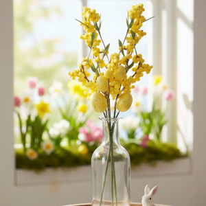 GAŁĄZKA DEKORACYJNA ŻÓŁTA Z JAJKAMI WIELKANOC 36CM DEKORACJA STROIK