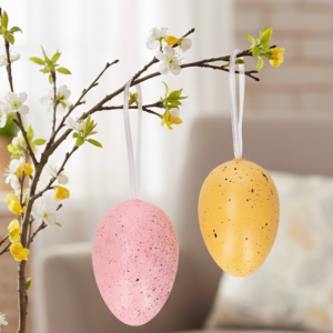 JAJKA PLASTIKOWE DEKORACYJNE ZAWIESZKI 6 SZT. 6X4CM DEKORACJA WIELKANOC