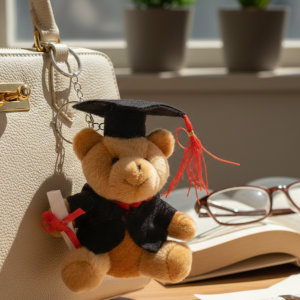 BRELOK DO KLUCZY PROFESOREK DEKORACYJNY W KSZTAŁCIE MISIA 8CM BRĄZOWY