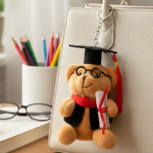 BRELOK DO KLUCZY MIŚ PROFESOREK 10CM PLUSZOWY BRĄZOWY PREZENT I GADŻET