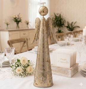 Złoty metalowy aniołek 30x10x7cm