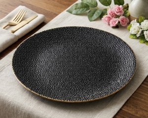 Talerz podtalerz czarny dekoracyjny 33cm 