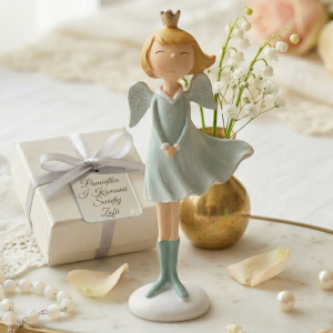 Aniołek stojący w niebieskiej sukience 16,5cm