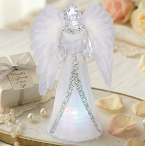 Anioł LED świecący na różne kolory z książką 22cm