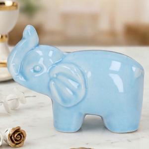 SŁOŃ CERAMICZNY NIEBIESKI FIGURKA DEKORACYJNA 5.5 X 2.2 X 4 CM PREZENT
