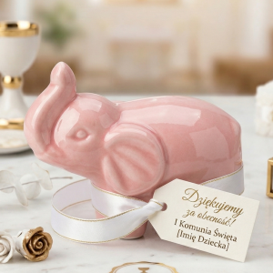 SŁOŃ CERAMICZNY RÓŻOWY FIGURKA DEKORACYJNA 5.5 X 2.2 X 4 CM PREZENT
