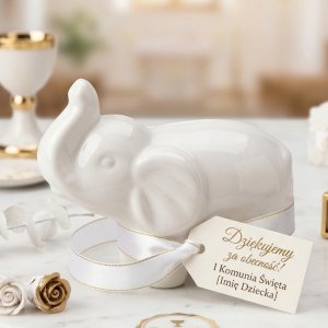 SŁOŃ CERAMICZNY BIAŁY FIGURKA DEKORACYJNA 5.5 X 2.2 X 4 CM PREZENT HIT