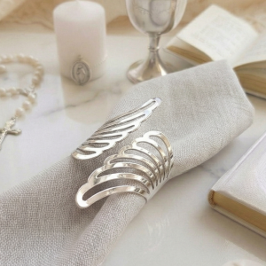 SERWETNIK PIERŚCIEŃ DEKORACYJNY SREBRNY 5CM DEKORACJA STOŁU WESELE ŚWIĘTA