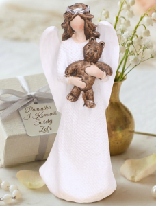 Figurka Aniołek z misiem upominek komunia 9,5cm