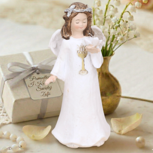Figurka Aniołek  z motylkiem komunijny IHS 13cm