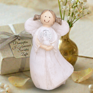 Figurka Aniołek z gołąbkiem IHS komunia 10cm