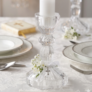 SZKLANY ŚWIECZNIK 18X9 CM PRZEZROCZYSTY GLAMOUR DEKORACJA STOŁU HIT