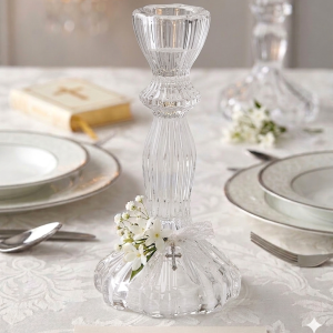 SZKLANY ŚWIECZNIK 20X8CM PRZEZROCZYSTY WYSOKI DEKORACJA STOŁU HIT