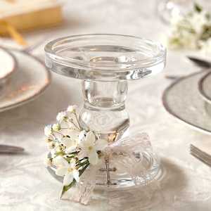 SZKLANY ŚWIECZNIK 8,5X8,5CM PRZEZROCZYSTY NISKI NA ŚWIECE DEKORACJA STOŁU