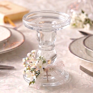 SZKLANY ŚWIECZNIK 8,5X11 CM PRZEZROCZYSTY NA ŚWIECE DEKORACJA STOŁU HIT