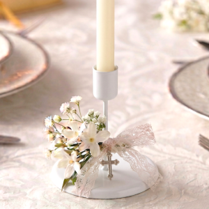 Świecznik Biały Matowy, Ø2,1 cm + H15 cm