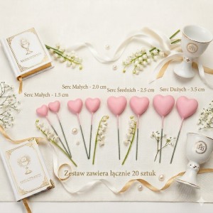 Serduszka na piku różowe 20szt. mix rozmiarów - 2, 2.5, 3, 4cm