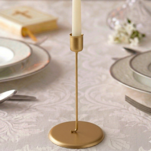 Świecznik Złoty Matowy, Ø2,1 cm + H23 cm