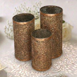 Ażurowy świecznik metalowy- komplet 3szt-  20,17,15cm