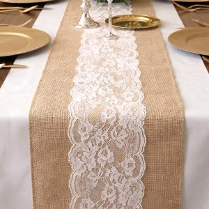  Bieżnik juta na stół ślub komunia koronka  28x450cm  