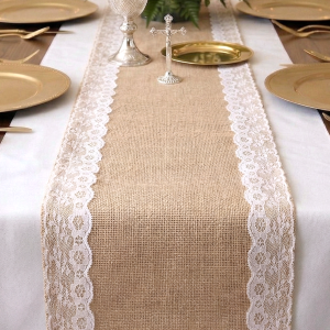 Bieżnik juta na stół ślub komunia koronka  20x450cm    