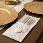 Etui pokrowiec kieszonka na sztućce koronka beż 1szt