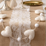 Girlanda z serc na ślub komunię koronka krem 100cm