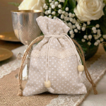 Woreczek jutowy w kropki z koronką 1szt.