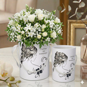 Zestaw 2 pudełek flowerbox z motywem dziewczynki 12x15,5 i 14x17,5 cm