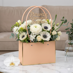 TOREBKA FLOWERBOX PAPIEROWA 22X13,5X10 CM ŁOSOSIOWA ELEGANCKA TOREBKA