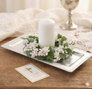 Talerz podstawka srebrna do stroików 35x18cm